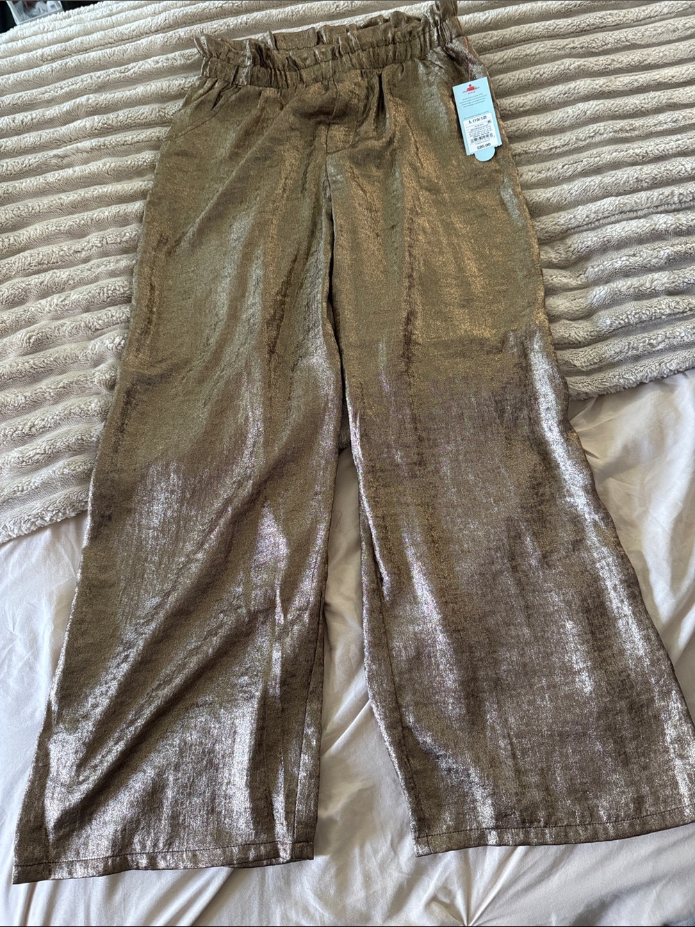 Cat & Jack Gold Metallic Wide-Leg Pants Large